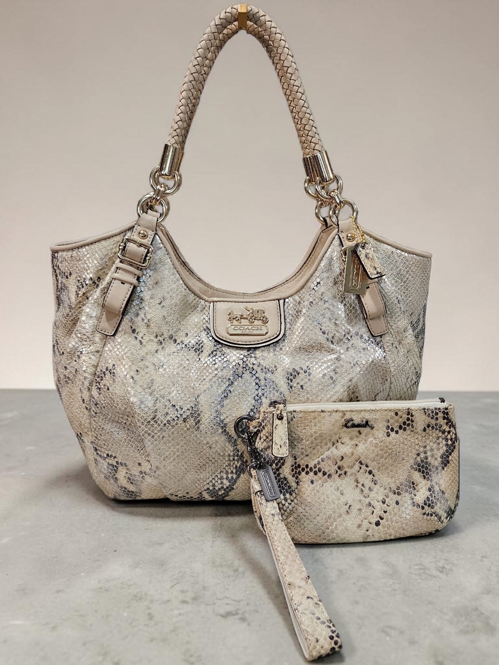 Coach 2011 Madison Python Embossed Hobo Bag w/matching Wristlet - Picture 11 of 16